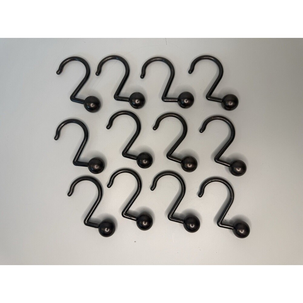 Set of 12 Oil Rubbed Bronze Shower Curtain Hooks Ball End Metal S Hooks Bathroom